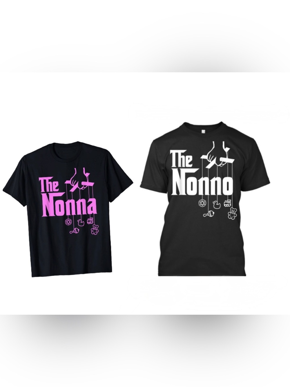 NWT tshirt set - Nonna med/blk pink + Nonno Lg/white letters. Italian grands